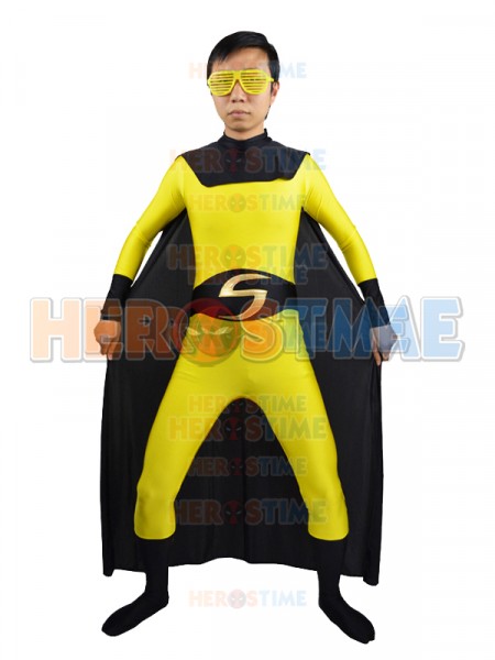 Yellow &amp; Blakc Superhero Sentry Spandex Superhero Costume